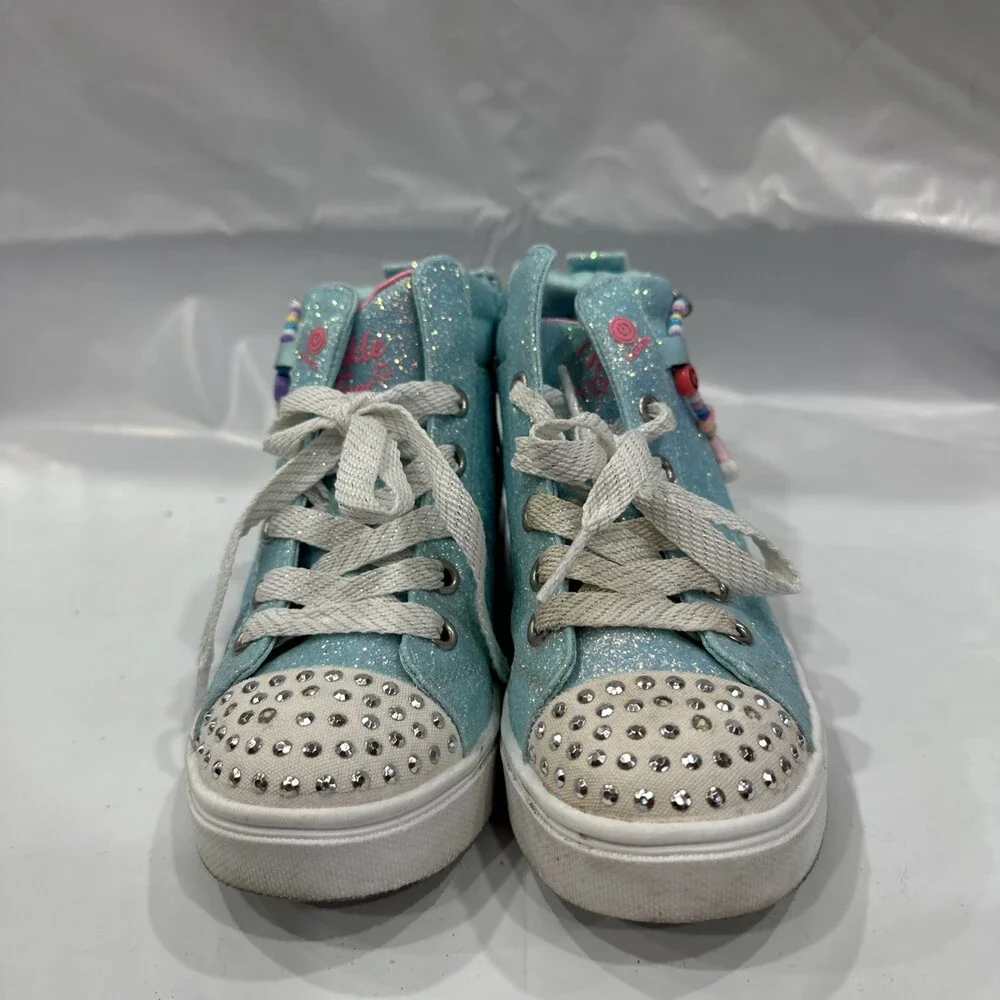Skechers Twinkle Sparks-Charm Bestie Sneaker Girls 12 Teal High Top Shoe EBS2681